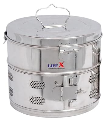 ﻿LIFE X Stainless Steel Dressing Drum (Seamless) Super Deluxe | 11" x 9" (Dia. x H) | Premium Quality, Durable, Ideal for Medical & Surgical Use