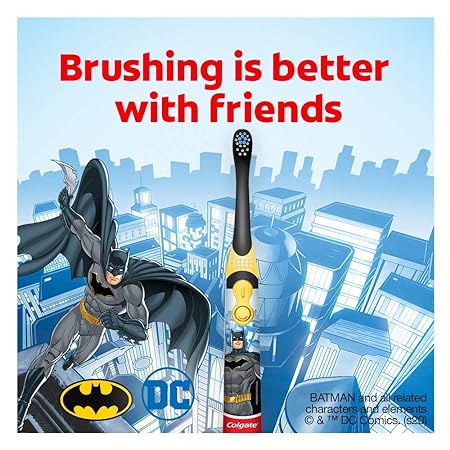 Colgate Batman Toothbrush for kids, Battery Powered Electric Toothbrush, Age 3+, Kids toothbrush with Extra Soft Bristles and Slim Handle, Includes Replaceable Batteries Buy Dental products Online DentalMyntra