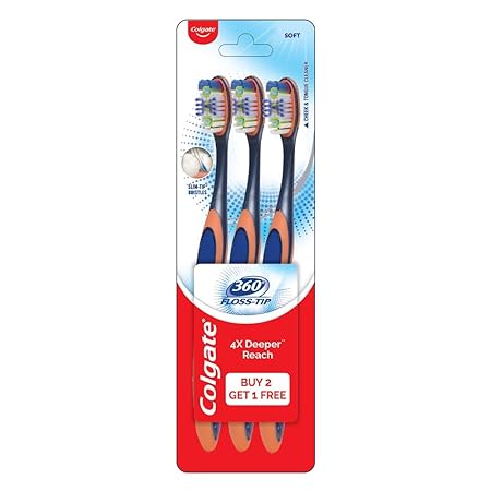 Colgate Toothbrush-360 Degree Floss tip for adults,Manual,Black,Pack of 3 Buy Dental products Online DentalMyntra