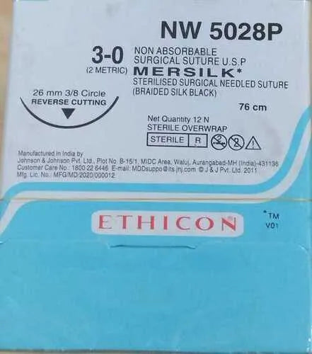 Ethicon Mersilk #3-0 Black Braided Suture Buy Dental products Online DentalMyntra